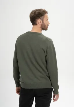 MELA MELA Herren vegan Strickpullover Charun Grün Melange – Produktbild 1 von 1