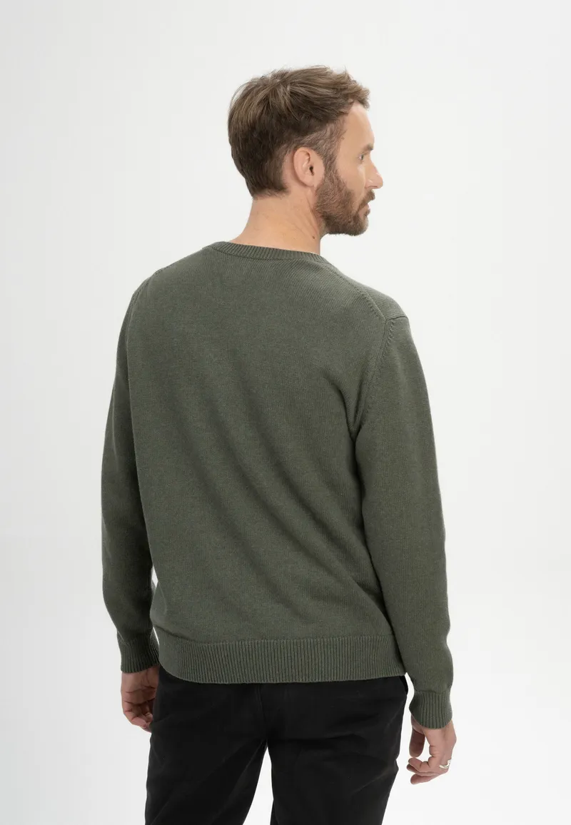 MELA MELA Herren vegan Strickpullover Charun Grün Melange, Olivgrün, – Produktbild 1 von 2