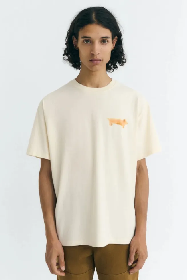 thinking mu thinking mu Herren vegan T-Shirt Aaron Dackel Print Weiß, Weiß, – Produktbild 2 von 2