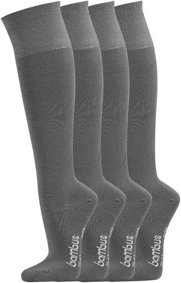 FussFreunde Kniestrümpfe 2 Paar Bambus-Kniestrümpfe, Damen & Herren, superweich, atmungsaktiv (2 Paar), Grau, – Produktbild 3 von 5