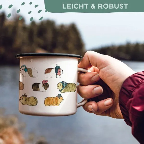 LIGARTI Emaille Tasse – Meerschweinchen flanieren – LIGARTI Tiermanufaktur – Produktbild 4 von 4