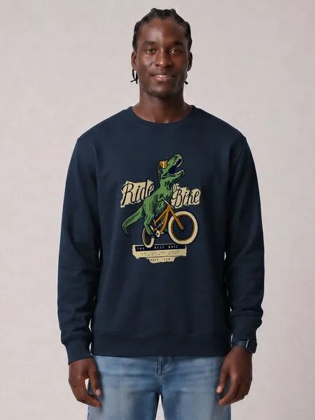 watapparel watapparel Sweatshirt Unisex T-Rex Fahrrad, French navy, – Produktbild 2 von 2