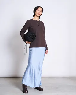 JAN N JUNE JAN N JUNE Damen vegan Langarm Shirt Aus Gebürstetem Stoff Boy Mud – Produktbild 1 von 1