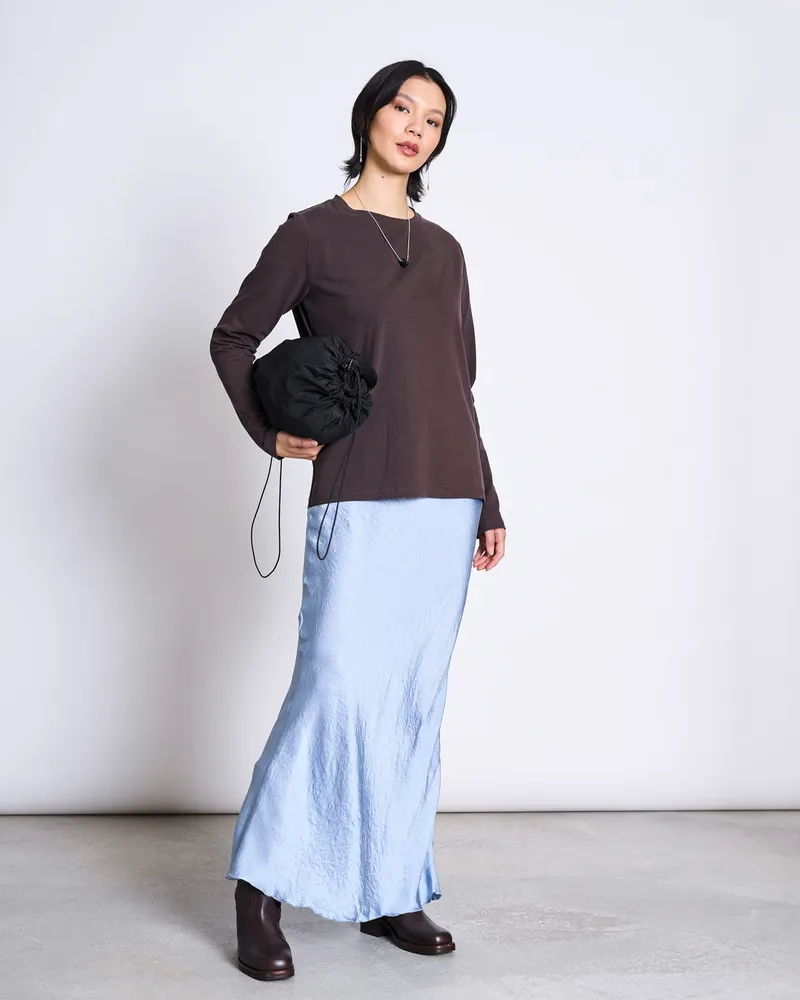 JAN N JUNE JAN N JUNE Damen vegan Langarm Shirt Aus Gebürstetem Stoff Boy Mud, Braun, – Produktbild 1 von 2