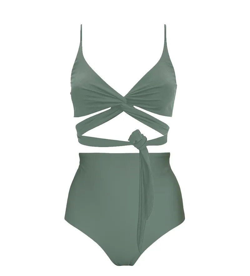 Anekdot Anekdot Damen vegan Lin + Core High Bikini-Set Salbei – Produktbild 1 von 2