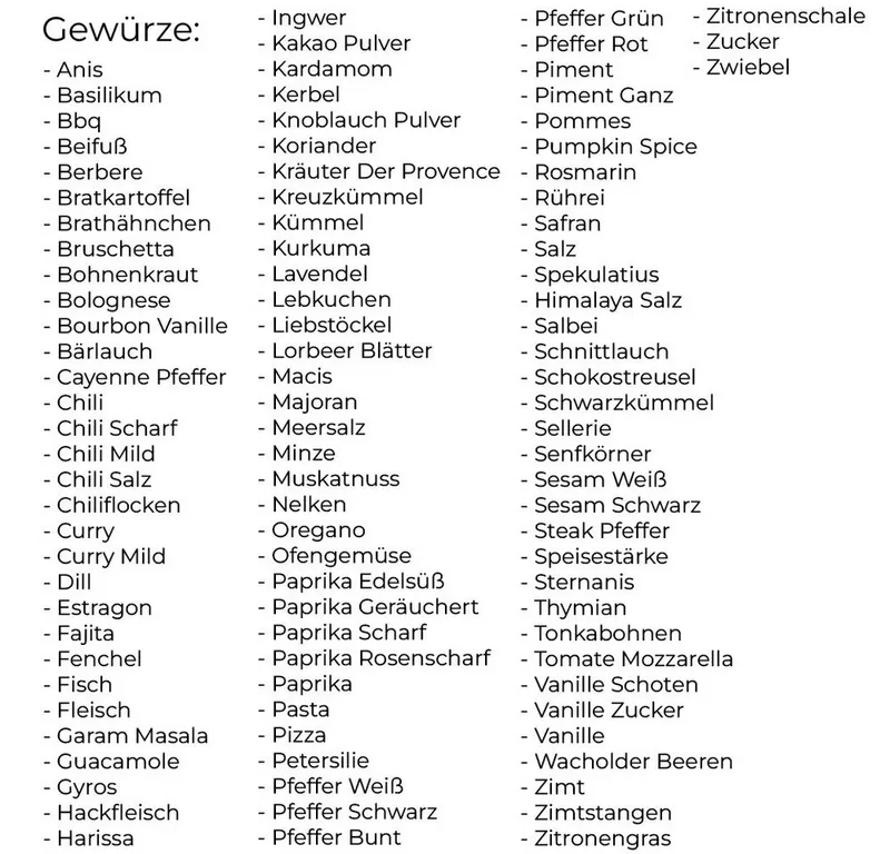 mixed24 Gewürzstreuer 24x Gewürzgläser mit Bambus Deckel, (inkl. 240 Etiketten, 30x Streueinsätze, 24-tlg), 1x Edelstahl Trichter, 1x Reinigungsbürstchen – Produktbild 5 von 5