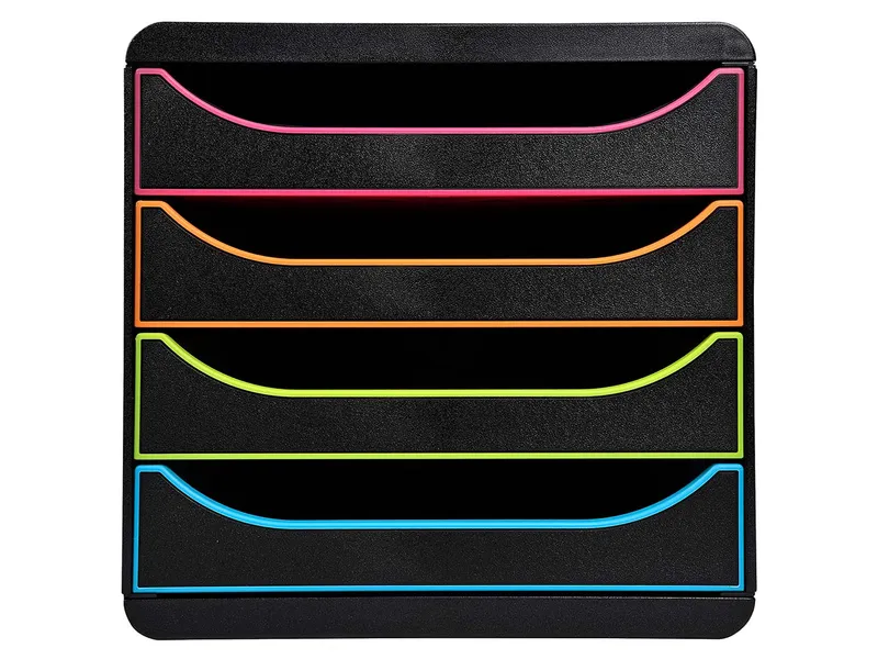 Exacompta Exacompta Schubladenbox Big Box Plus "Black Office", DIN A4+, 4 Schub., schwarz/harlekin – Produktbild 2 von 3