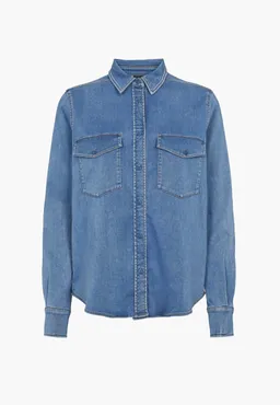 LAURIE LAURIE Damen vegan Denim Hemd Vitta Ls Washed Blue Denim – Produktbild 1 von 1