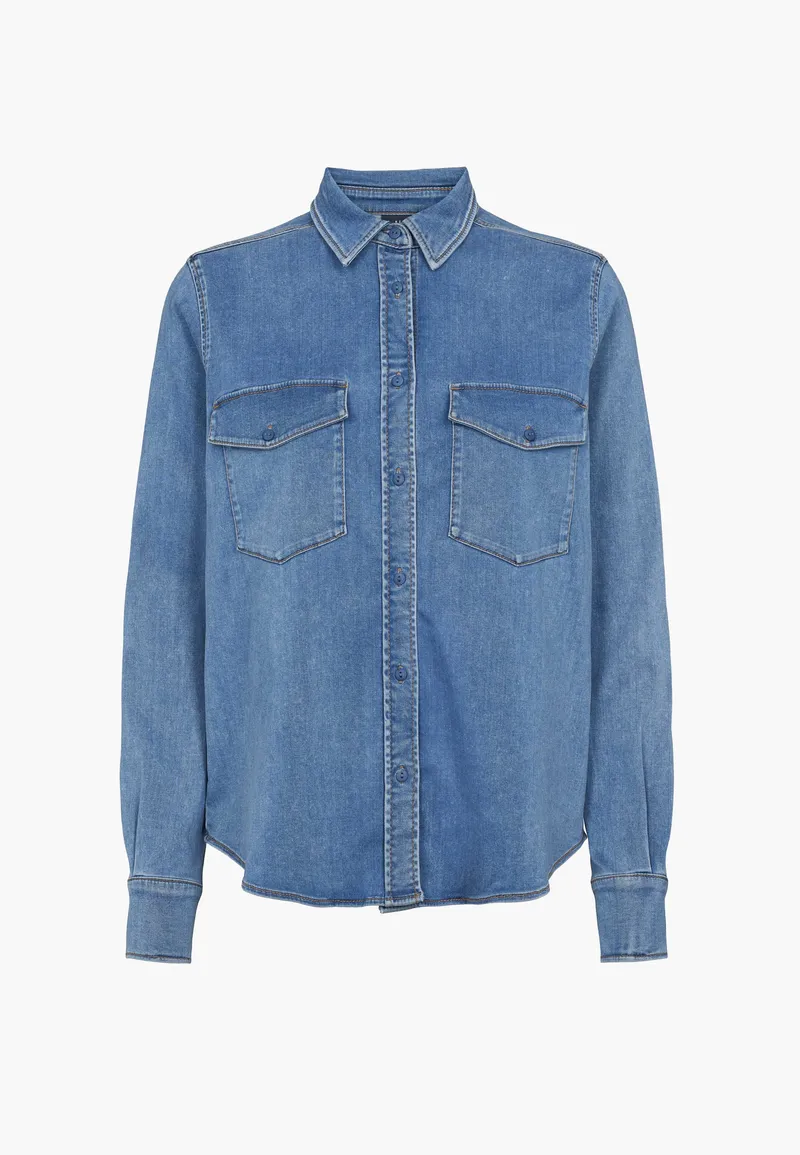 LAURIE LAURIE Damen vegan Denim Hemd Vitta Ls Washed Blue Denim, Blau, – Produktbild 1 von 2