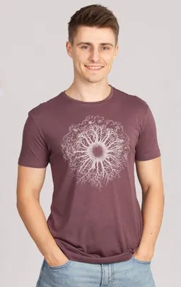 Life-Tree Ecovero Shirt von Life-Tree für Herren "Wooden Iris" in Mulberry – Produktbild 1 von 1