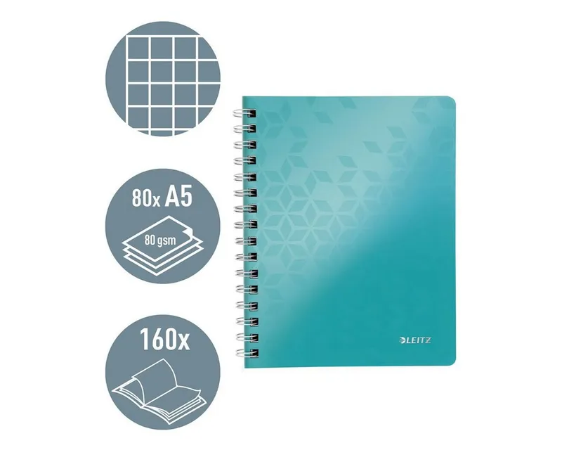 Leitz Leitz Collegeblock WOW 4641, A5, mit PP-Einband, Blau, – Produktbild 3 von 8