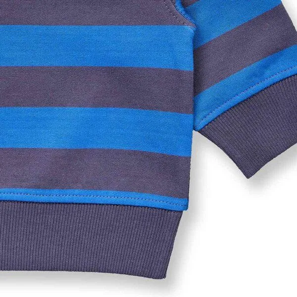 Sense Organics Sense Organics Baby Sweatshirt, Modell SIAM, Blau-navy geringelt mit bär, – Produktbild 4 von 4