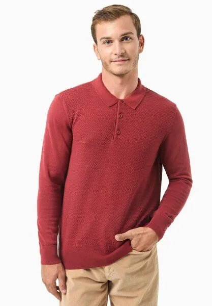 ORGANICATION ORGANICATION Polokragenpullover aus Bio-Baumwolle, Merlot, – Produktbild 1 von 4