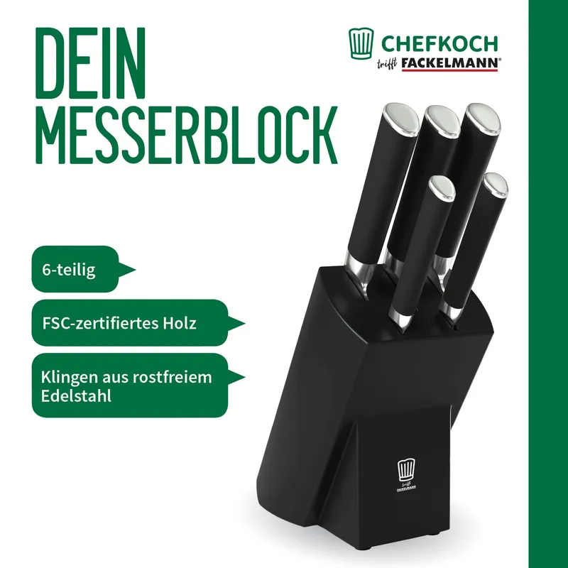 Chefkoch trifft Fackelmann Chefkoch trifft Fackelmann Messerblock, schwarz, 6-teilig – Produktbild 3 von 3