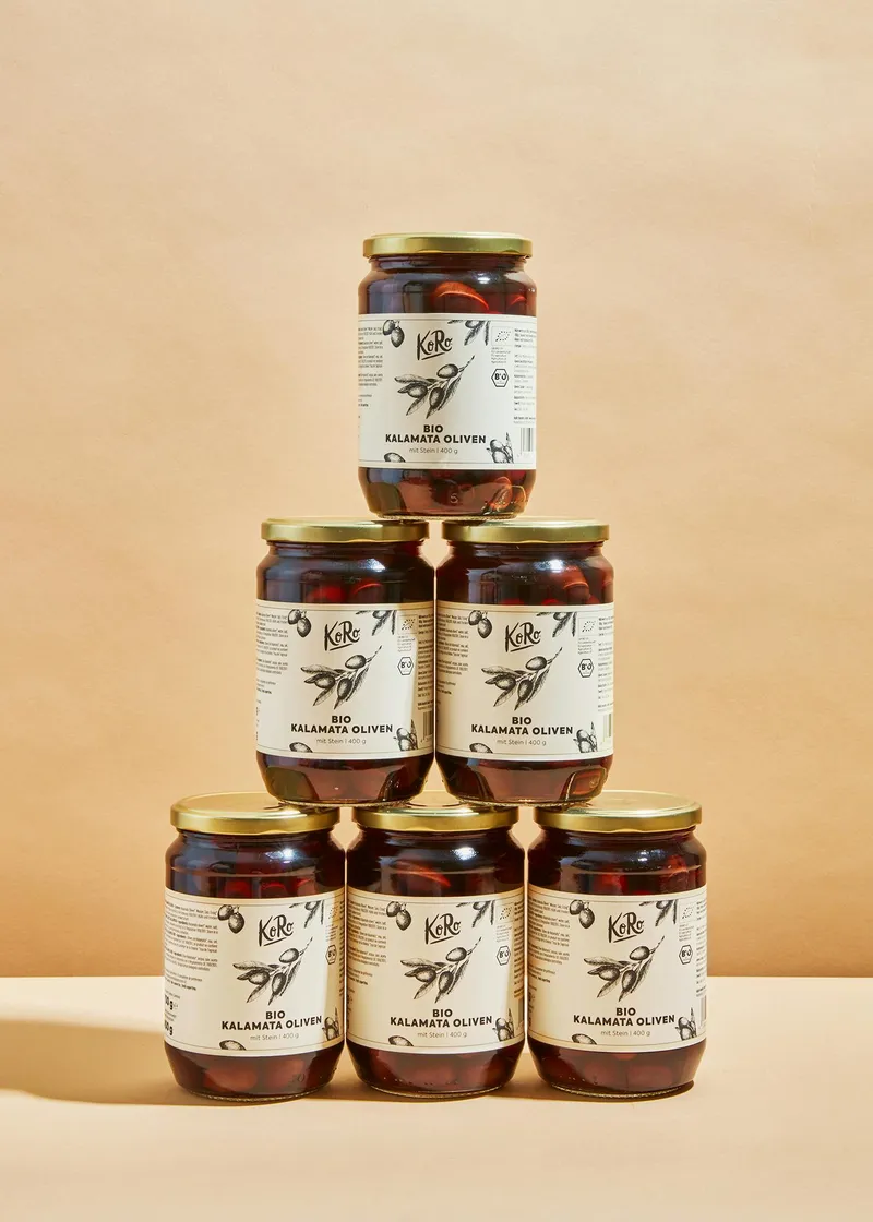 KoRo Schwarze Bio Kalamata Oliven | 6 x 400 g – Produktbild 1 von 5