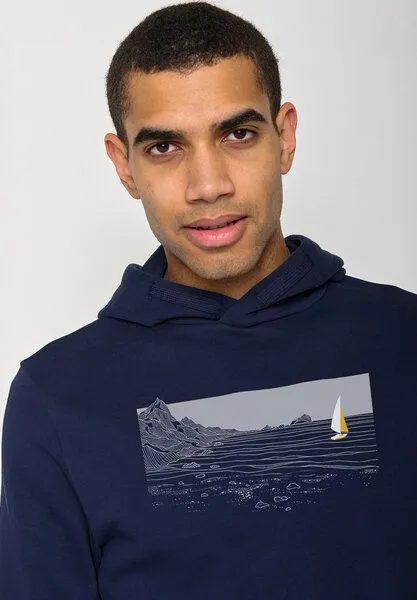 GreenBomb GREENBOMB Nature Cliffsail Star - Kuschliger Hoodie aus Bio-Baumwolle / hochwertiger Print / GOTS / Fair & Vegan, Blau (marineblau), – Produktbild 2 von 4