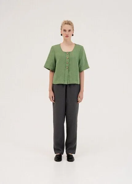 AmourLinen AmourLinen Leinenhose Malmo, Schwarz, – Produktbild 1 von 4
