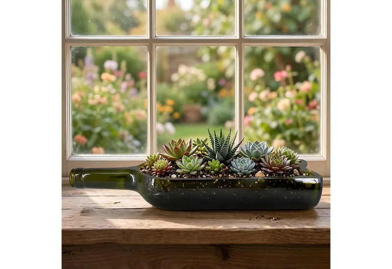 Upglassic Upglassic Upcycling-Planter | Weinflasche | Pflanzgefäß für Sukkulenten – Produktbild 8 von 8