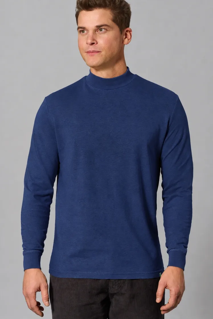 HempAge Hempage Herren vegan Rollkragenpullover Mit Langen Ärmeln Nachtblau, Blau, – Produktbild 2 von 2