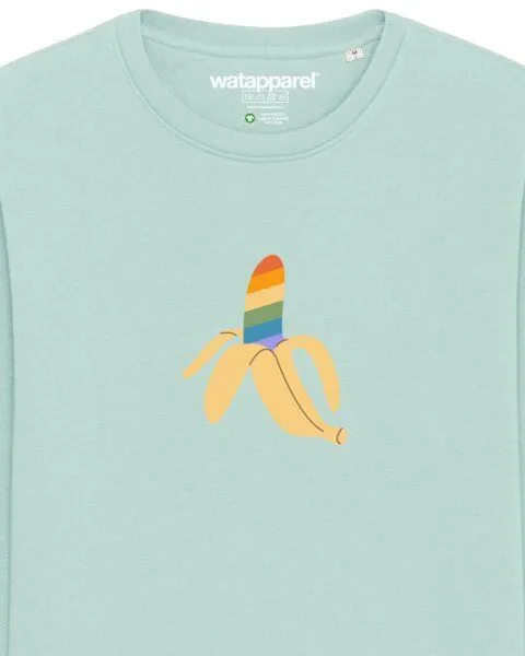 watapparel watapparel Sweatshirt Unisex Rainbow Banana, Caribbean blue, – Produktbild 3 von 3
