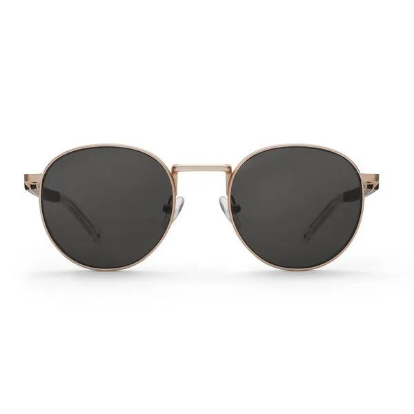 TAKE A SHOT Take a Shot Runde Sonnenbrille aus Holz und Metall für Damen und Herren, Rose (rosegold / walnuss / braun), – Produktbild 1 von 4