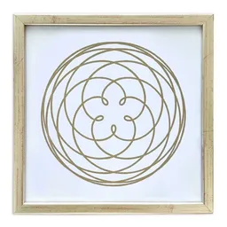 Veskor Cassiopeia Veskor Cassiopeia Gerahmt | ROSE OF VENUS Heilige Geometrie Linoldruck | 20 × 20 cm in 22 × 22 cm Rahmen | Gold – Produktbild 1 von 1