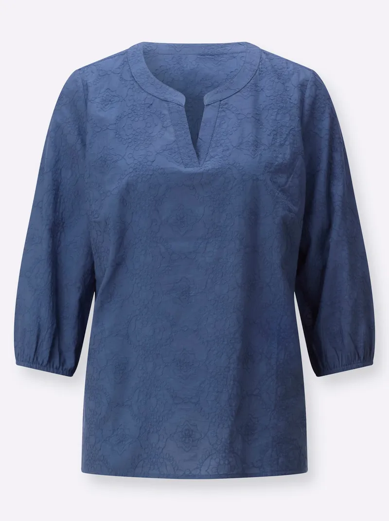 impressionen Baumwollbluse, Jeansblau, – Produktbild 2 von 2