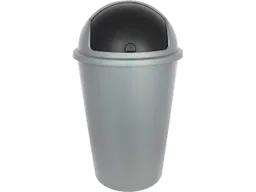Abfalleimer mit Schiebedeckel, silber, 50 l – Produktbild 1 von 1