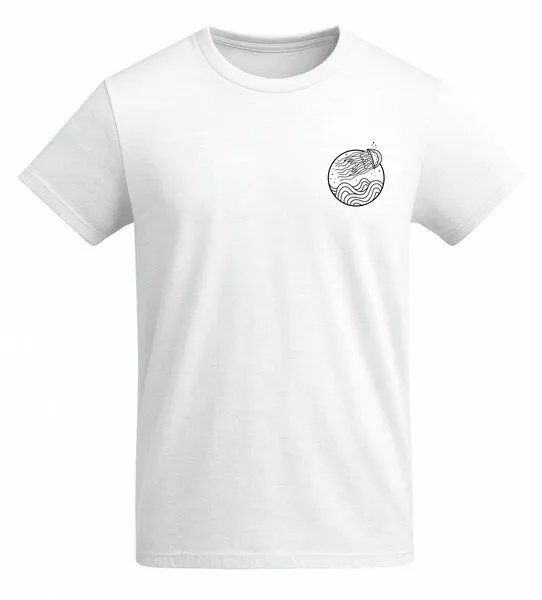 vis wear vis wear Qualle zwischen Ozean und Wellen - Unisex Organic T-Shirt, Weiß, – Produktbild 4 von 4