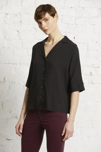 Wunderwerk Wunderwerk Damen Bluse aus Tencel "Revers blouse TENCEL", Schwarz (black 900), – Produktbild 1 von 3