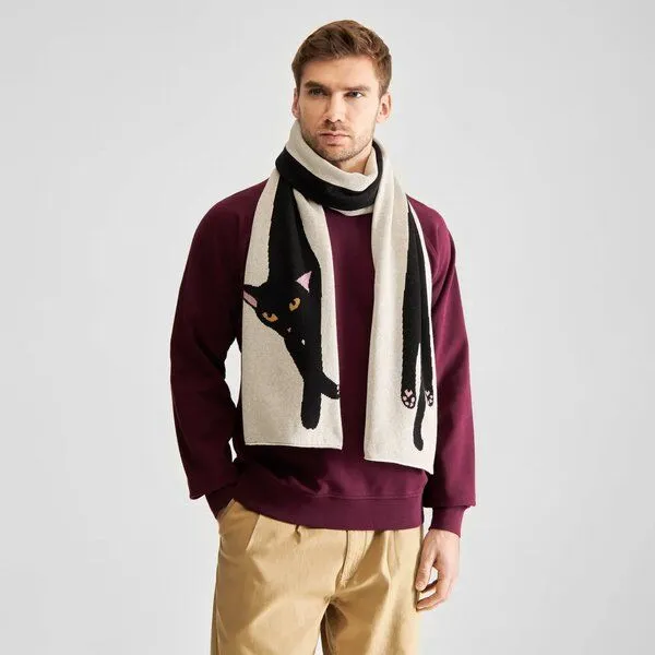 Dedicated DEDICATED Schal Rossberga Long Cat Scarf, Weiß, – Produktbild 2 von 4