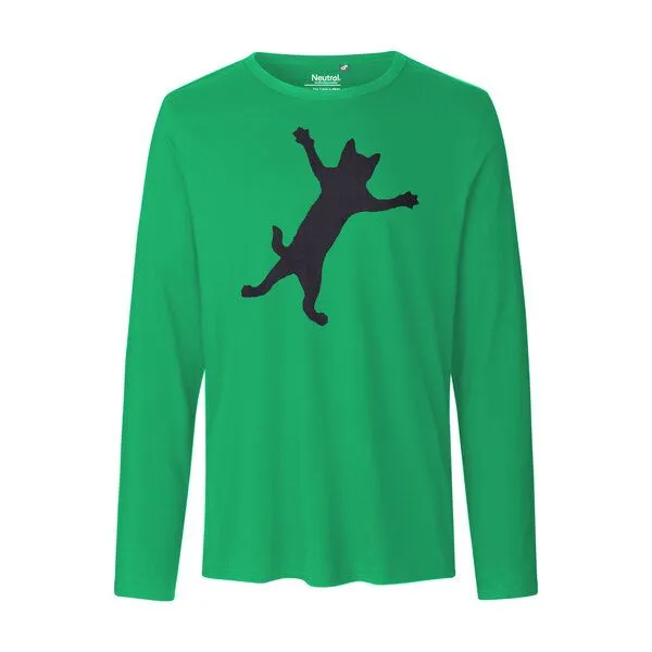 HANDGEDRUCKT HANDGEDRUCKT "Klammerkatze" Männer Longsleeve, Green, – Produktbild 2 von 3