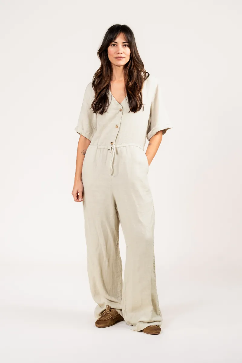 Kuyichi Kuyichi Damen vegan Jumpsuit Sammie Einfarbig Haferflocken, Beige, – Produktbild 2 von 2