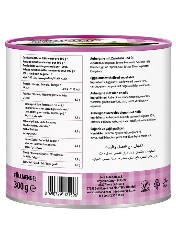 SERA FOOD Fertiggericht Auberginen mit Gemüsewürfeln – mediterran & servierfertig, (Vegane Konserven), Spezialität, servierfertig, vegan/vegetarisch, hochwertige Zutaten – Produktbild 2 von 4