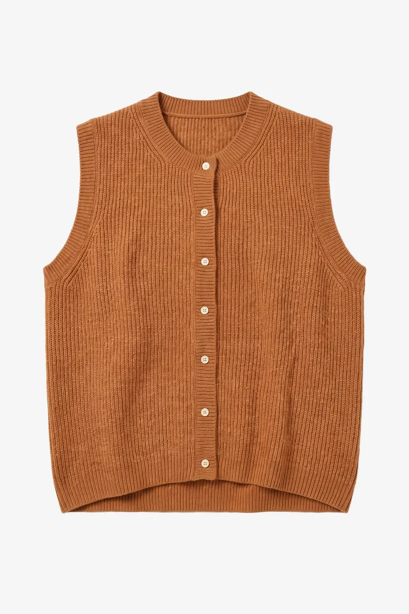 KnowledgeCotton Apparel KnowledgeCotton Apparel Damen vegan Weste Aus Soufflé Garn Lion Braun, Braun, – Produktbild 1 von 2