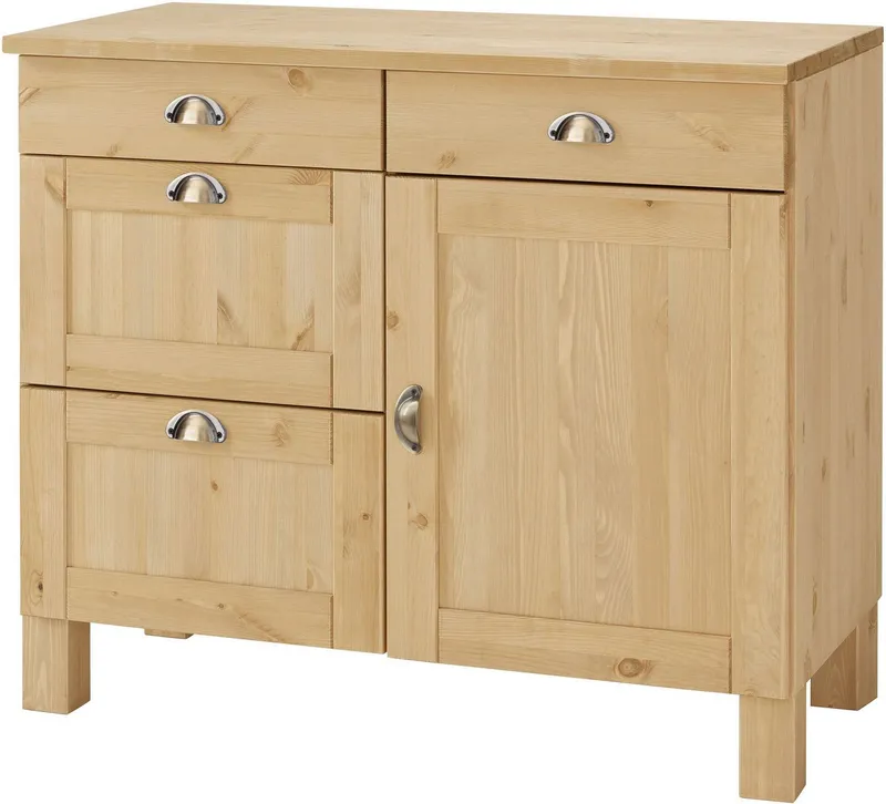 Home affaire Unterschrank Oslo 100 cm breit, in 2 Tiefen, mit 23 mm Arbeitsplatte, 2 Schubkästen, Beige, – Produktbild 1 von 8