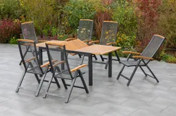 Merxx Merxx Garten-Essgruppe Tilos, (7-tlg), 6 Klappsessel mit ausziehbarem Tisch – Produktbild 1 von 1