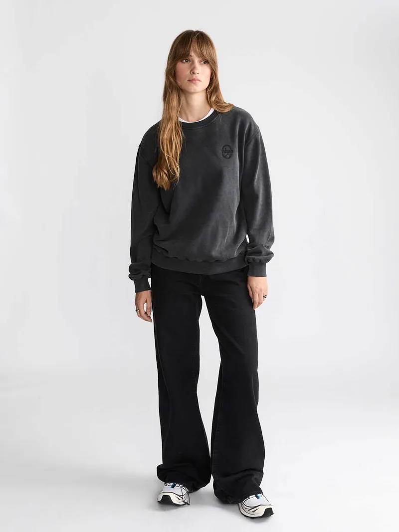 Yahmo Yahmo Damen vegan Sweatshirt Ilse Faded Schwarz, Schwarz, – Produktbild 1 von 2