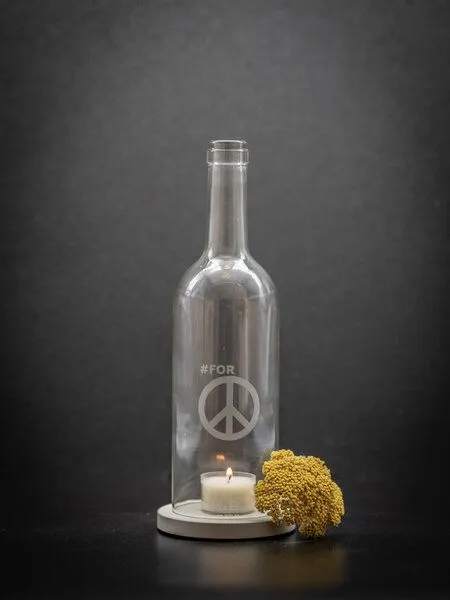 MaBe MaBe WINDLICHT #FOR PEACE mit grauem Untersetzer, Transparent, – Produktbild 2 von 4