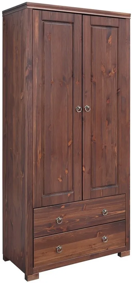OTTO home Kleiderschrank Gotland, Wäscheschrank, Mehrzweckschrank mit Schubladen, Landhausstil (B/H/T ca: 80cmx178cmx40cm) massive Kiefer, FSC® zertifiziert, langlebige Qualität trifft Stil, Braun, – Produktbild 2 von 5