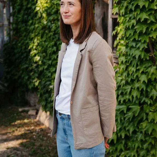 Vresh Clothing Vresh Clothing Vrieda - Blazer aus Biobaumwoll-Mix, Beige, – Produktbild 3 von 4