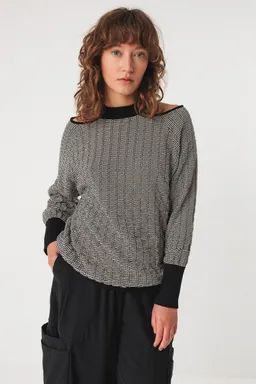 SKFK SKFK Damen vegan Strickpullover Euba Schwarz/Weiß – Produktbild 1 von 1
