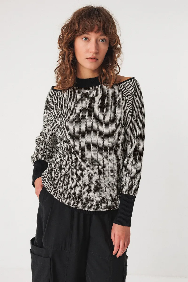 SKFK SKFK Damen vegan Strickpullover Euba Schwarz/Weiß, Schwarz, – Produktbild 1 von 2