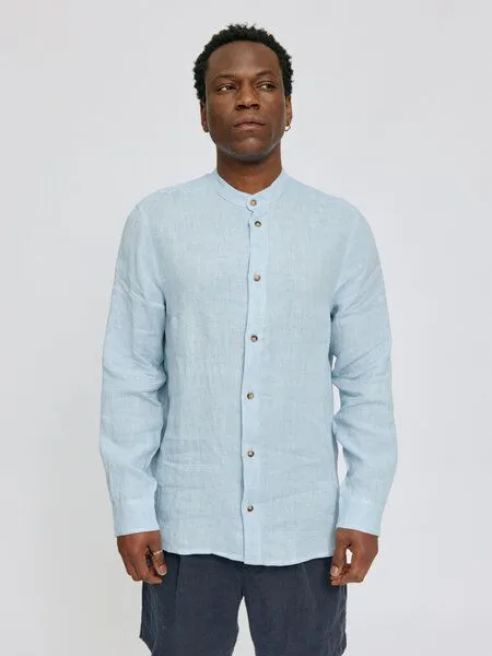 Mazine Mazine Leinenhemd mit Stehkragen (Stand Collar Linen Shirt), Pastel blue, – Produktbild 2 von 3