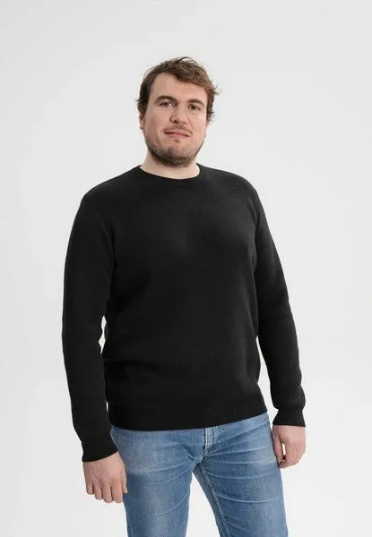 MELA Jacquard Strickpullover MANAV | von MELA | Fairtrade & GOTS zertifiziert, Schwarz, – Produktbild 1 von 4