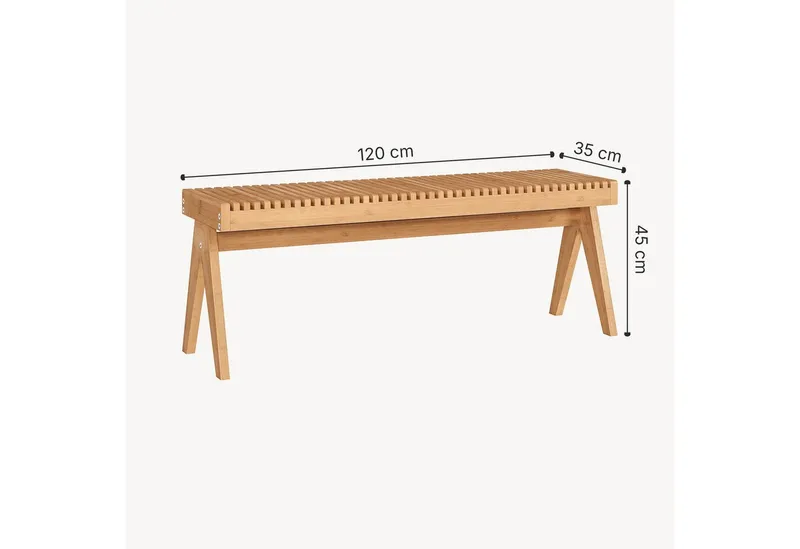 en.casa Sitzbank, »Lasdarvoo« 120 x 35 x 45 cm Bambus Natur, Beige, – Produktbild 4 von 5