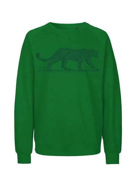 Peaces.bio - handbedruckte Biomode Peaces.bio - handbedruckte Biomode Bio Damen Sweatshirt Loose Fit Leopard, Grün, – Produktbild 1 von 2