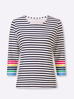 heine 3/4-Arm-Shirt ecru-marine-geringelt – Produktbild 1 von 1