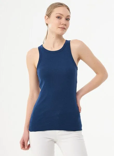 ORGANICATION ORGANICATION Geripptes Basic Top aus Bio-Baumwolle, Navy, – Produktbild 1 von 4