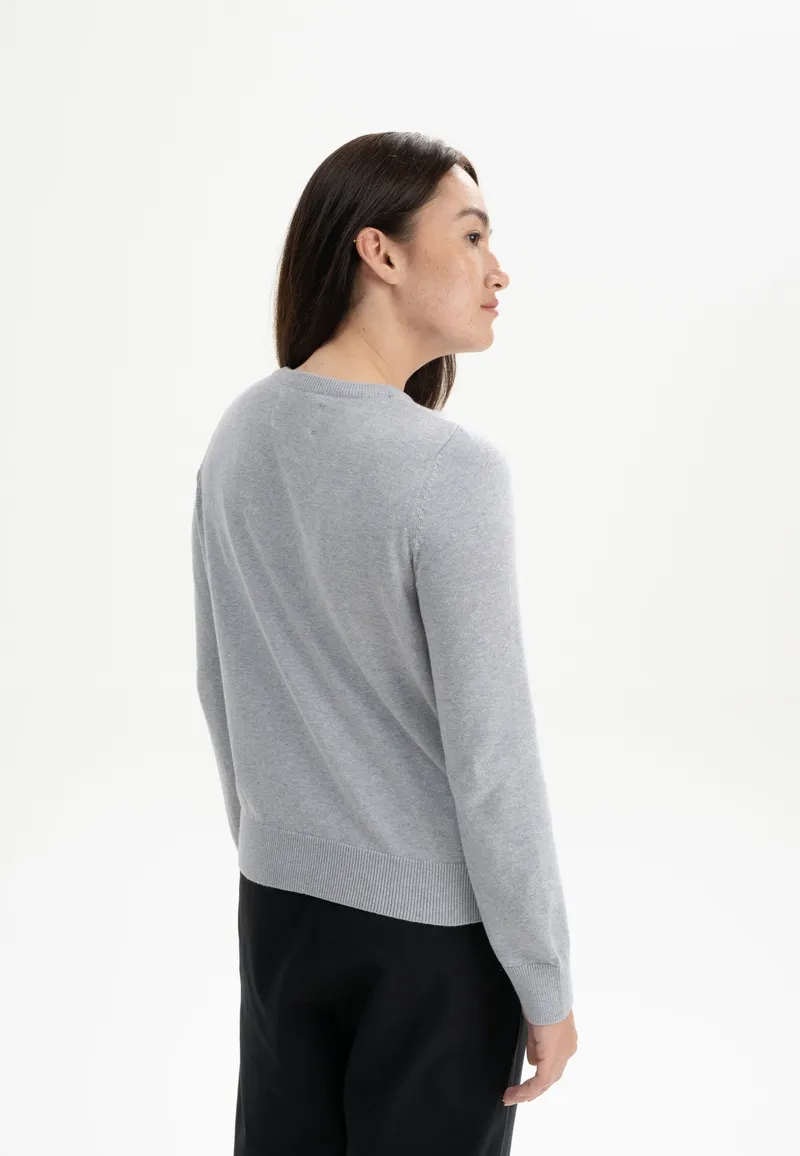 MELA MELA Damen vegan Pullover Feinstrick Dhana Grau Melange, Grau, – Produktbild 1 von 2